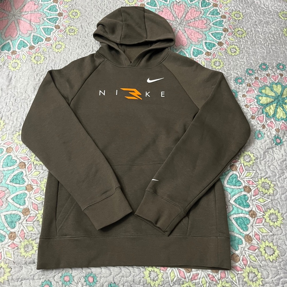 Nike 3Brand Russell Wilson Kids XL Hoodie Olive Brown Fleece Sweatshirt